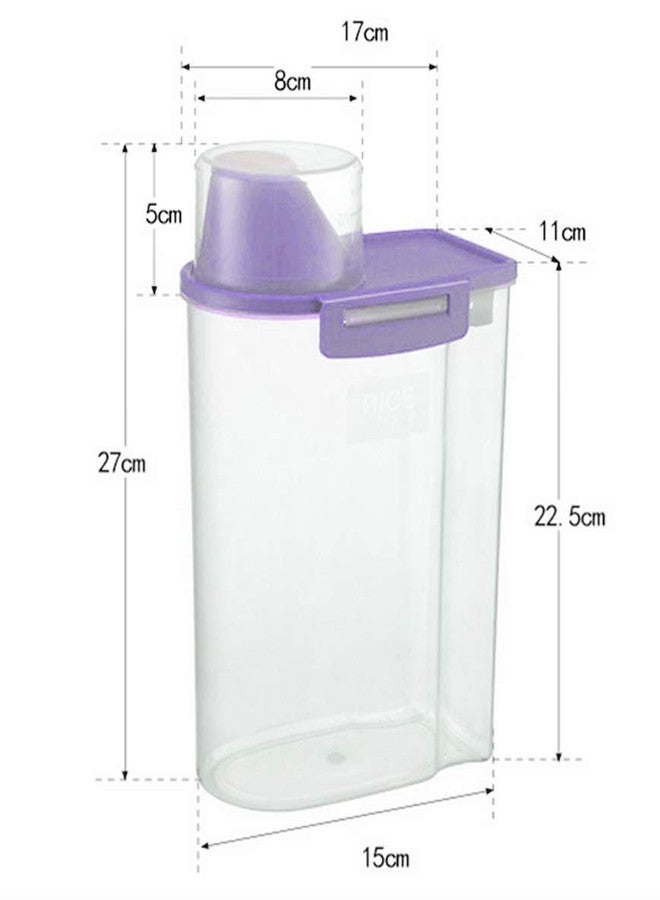 PISSION Pet Food Storage Container with Measuring Cup, Pour Spout and Seal Buckles Food Dispenser for Dogs Cats (Purple) - Image 2