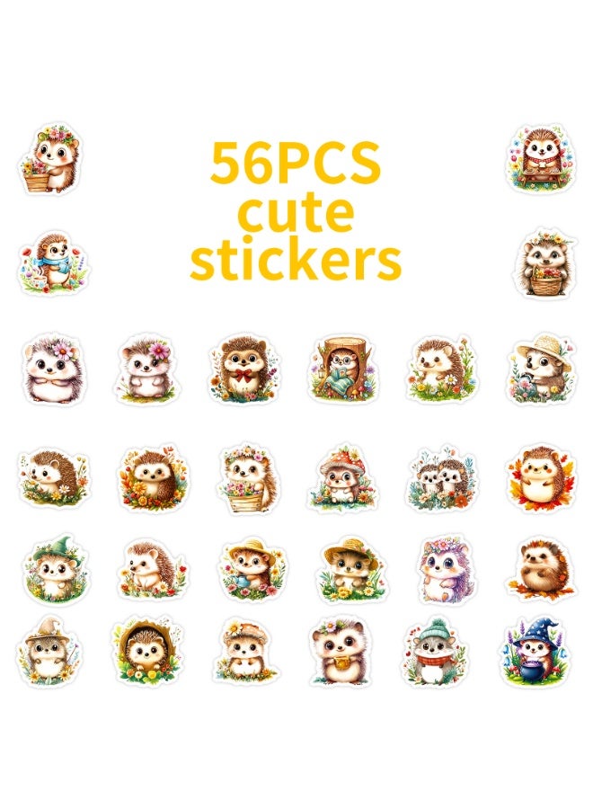 56Pcs Cute Cartoon Hedgehog Stickers for Journals Lovely Aesthetic Vinyl Decals for Teens Laptops Water Bottle Suitcase Skateboard Phone - Image 2