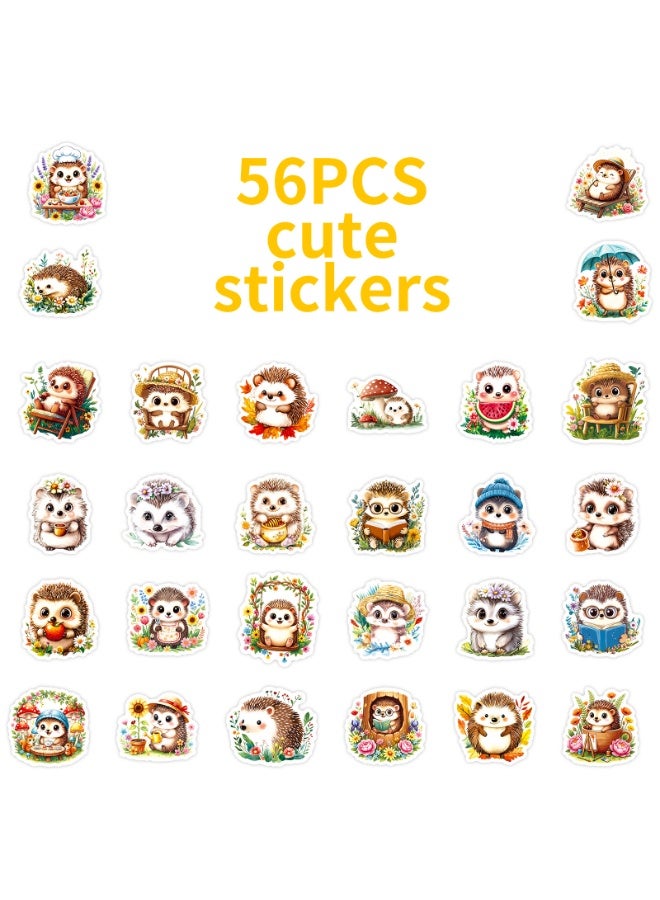 56Pcs Cute Cartoon Hedgehog Stickers for Journals Lovely Aesthetic Vinyl Decals for Teens Laptops Water Bottle Suitcase Skateboard Phone - Image 3