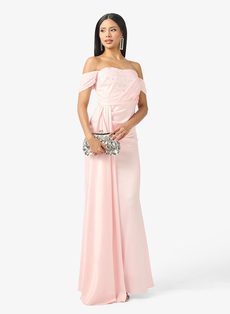 نمشي x فستان سهرة مكشوف الكتفين - Image 1