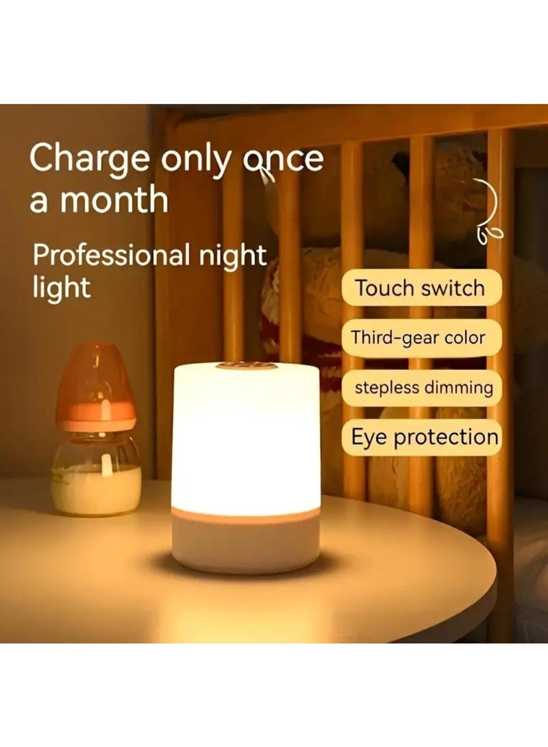 إل ديس مصباح بجانب السرير يعمل باللمس – مصباح طاولة LED قابل للتعتيم بثلاثة ألوان من الضوء الدافئ، مزود بشحن USB، مصباح ليلي محمول لغرفة النوم وغرفة المعيشة والمكتب، مثالي كهدية ليوم الحب وديكور منزلي أنيق - Image 3