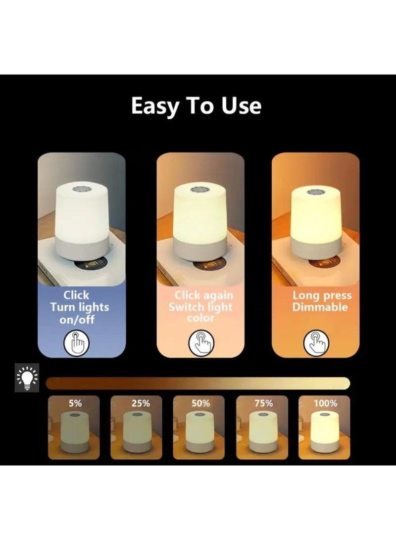 إل ديس مصباح بجانب السرير يعمل باللمس – مصباح طاولة LED قابل للتعتيم بثلاثة ألوان من الضوء الدافئ، مزود بشحن USB، مصباح ليلي محمول لغرفة النوم وغرفة المعيشة والمكتب، مثالي كهدية ليوم الحب وديكور منزلي أنيق - Image 5