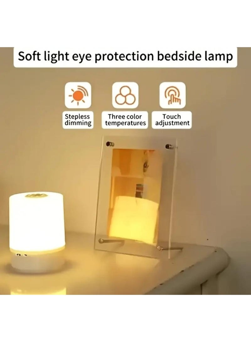 إل ديس مصباح بجانب السرير يعمل باللمس – مصباح طاولة LED قابل للتعتيم بثلاثة ألوان من الضوء الدافئ، مزود بشحن USB، مصباح ليلي محمول لغرفة النوم وغرفة المعيشة والمكتب، مثالي كهدية ليوم الحب وديكور منزلي أنيق - Image 2