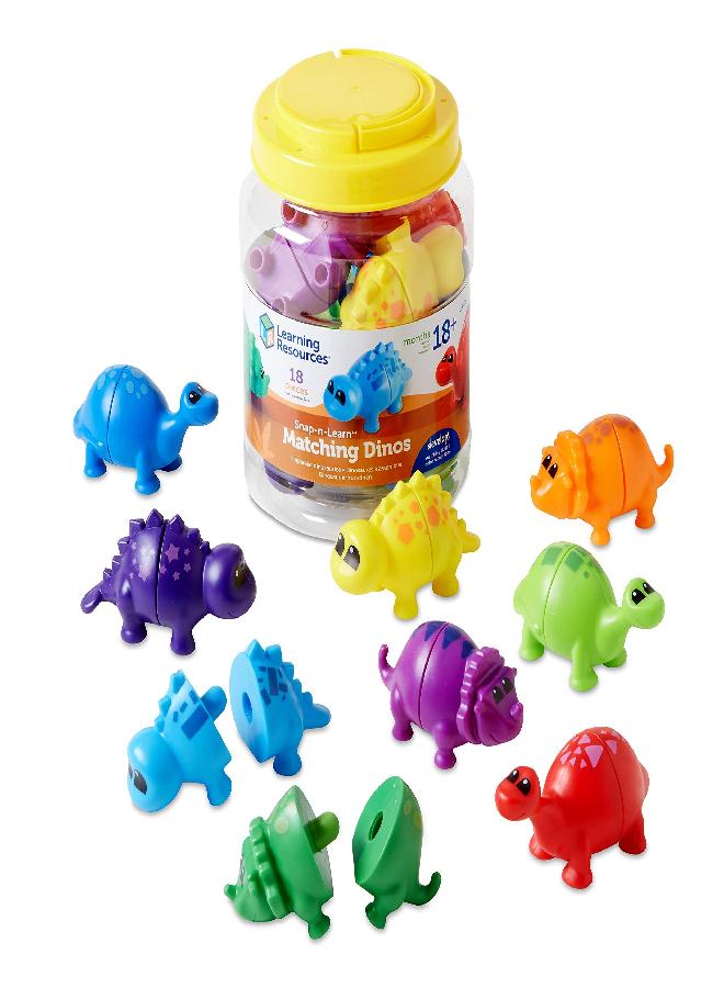 Learning Resources Learning Resources Snap-n-Learn Matching Dinos - 18 Pieces, Ages 18+ Months Toddler Fine Motor Toys, Counting & Sorting Toy, Shape Sorting, Dinosaurs Toys, Sensory Bin Toys - Image 1