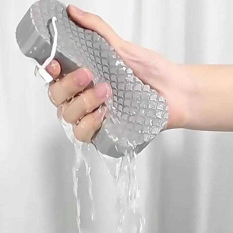 Gray Exfoliating Bath Sponges Set With Cleaning Brush For Radiant Skin - Image 4