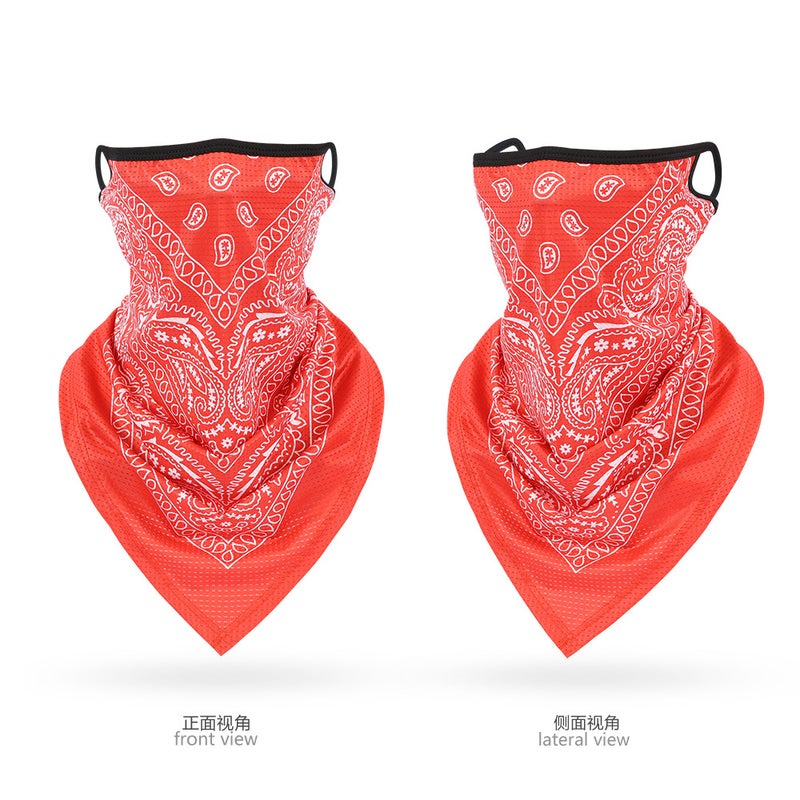 Generic Ice Silk Mesh Triangle Bandana Breathable Cycling UV Protection Unisex Outdoor Neck Gaiter Xinping Red Cashew Flower