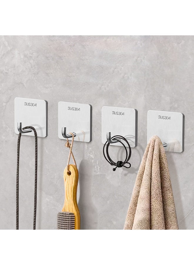 Stainless Steel Hooks Heavy Duty, Self-Adhesive No Drill Hooks, Elephant Nose Door Hook for Coat Rack, Wall Mount Single Hook for Hanging - Image 2