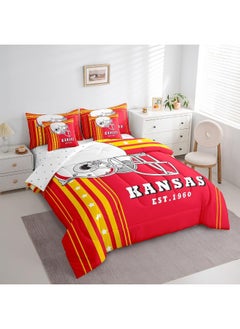 Erosebridal 7 Pcs American Football City Queen Comforter Sets Bed in a Bag Football Sports Game Comforter Set with Sheets, Kansas  - Image 3