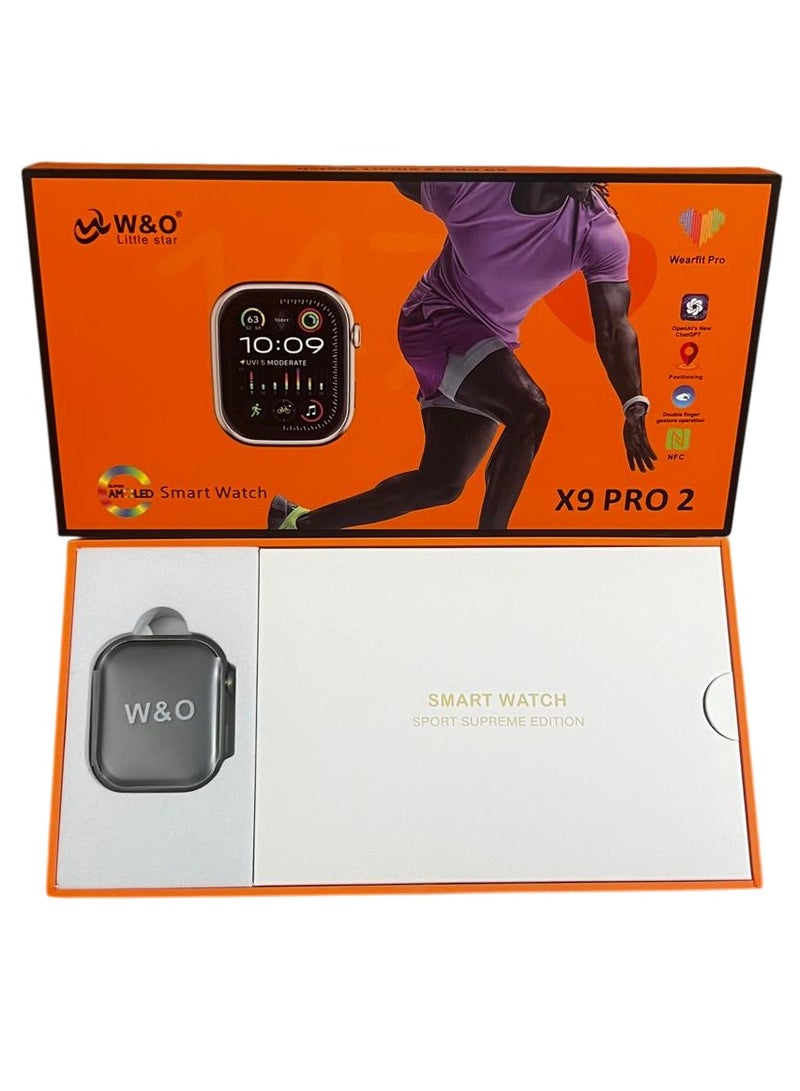 W&O x9 pro 2 smart watch Call Wireless charging Touch Screen for IOS & android for men and women  - Image 2