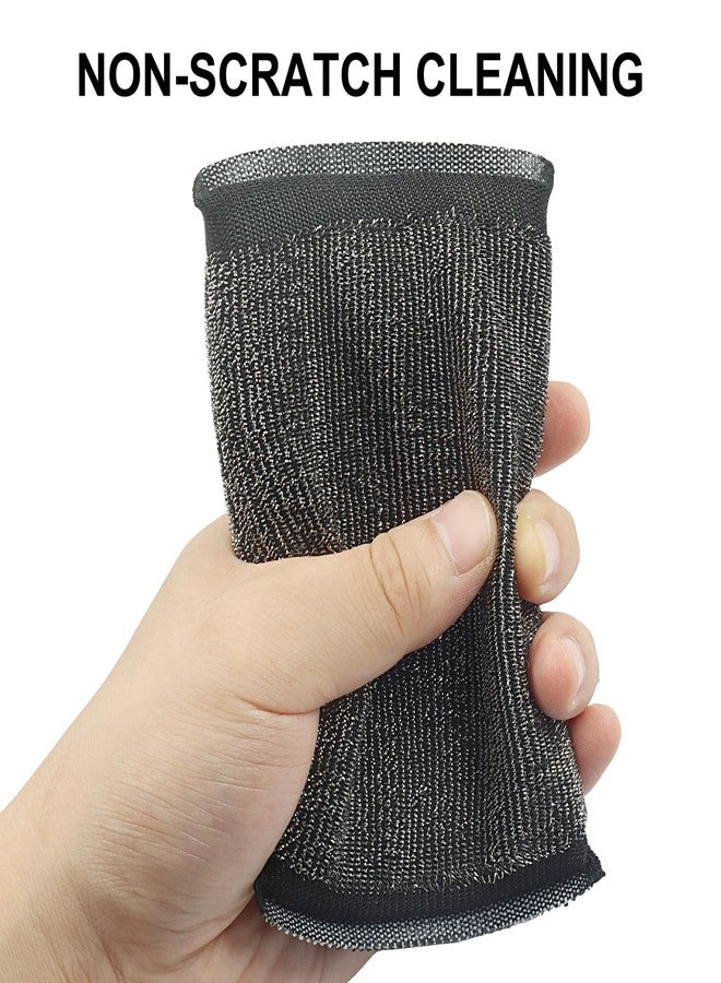 SOVNSG 6 Pack Steel Wool Dish Sponges,Non Scratch Kitchen Scrubbers Heavy Duty Scrub Sponges,Reusable Cleaner for Washing Dishes,Pots and Pans,Household Cleaning,Bathroom(Black) - Image 5