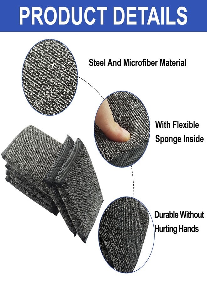 SOVNSG 6 Pack Steel Wool Dish Sponges,Non Scratch Kitchen Scrubbers Heavy Duty Scrub Sponges,Reusable Cleaner for Washing Dishes,Pots and Pans,Household Cleaning,Bathroom(Black) - Image 4