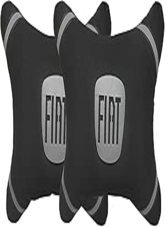 KaberTrade Car Seat Headrest Set - Fiber Padded Cushion - Comfortable and Unique Design - High Quality Materials - Reflective Logo - Fia??- Black - 2 Piece - KaberTrade