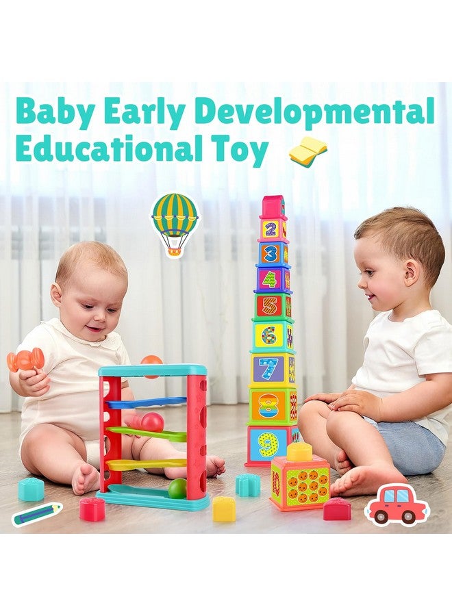 PLAY Pound a Ball Toy for Toddlers 1-3, Montessori Toys for Babies 12 18-24 Months, Hammer, Stacking Cups, Shape Sorter Blocks, Early Developmental Educational Toys for 1 2 3 Year Old Boys Girls Kids Gift - Image 2