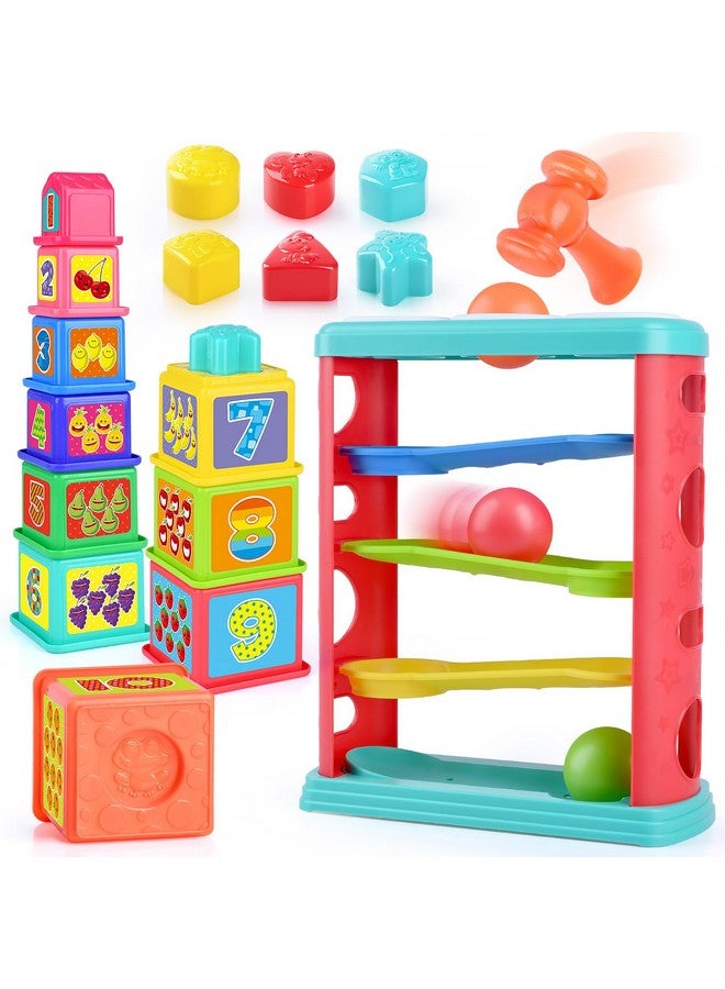 PLAY Pound a Ball Toy for Toddlers 1-3, Montessori Toys for Babies 12 18-24 Months, Hammer, Stacking Cups, Shape Sorter Blocks, Early Developmental Educational Toys for 1 2 3 Year Old Boys Girls Kids Gift - Image 1