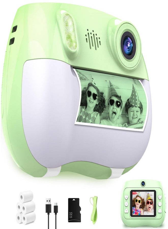 IusZup Kids Camera Instant Print 1080P Front Rear Dual Selfie - Toddler Cameras with Digital Video Games,32GB & 5-Color Print Paper/ 250 Photos,Easy to Use & Great Toys Gifts for Boys Girls, Ages 3-12 Green - Image 1