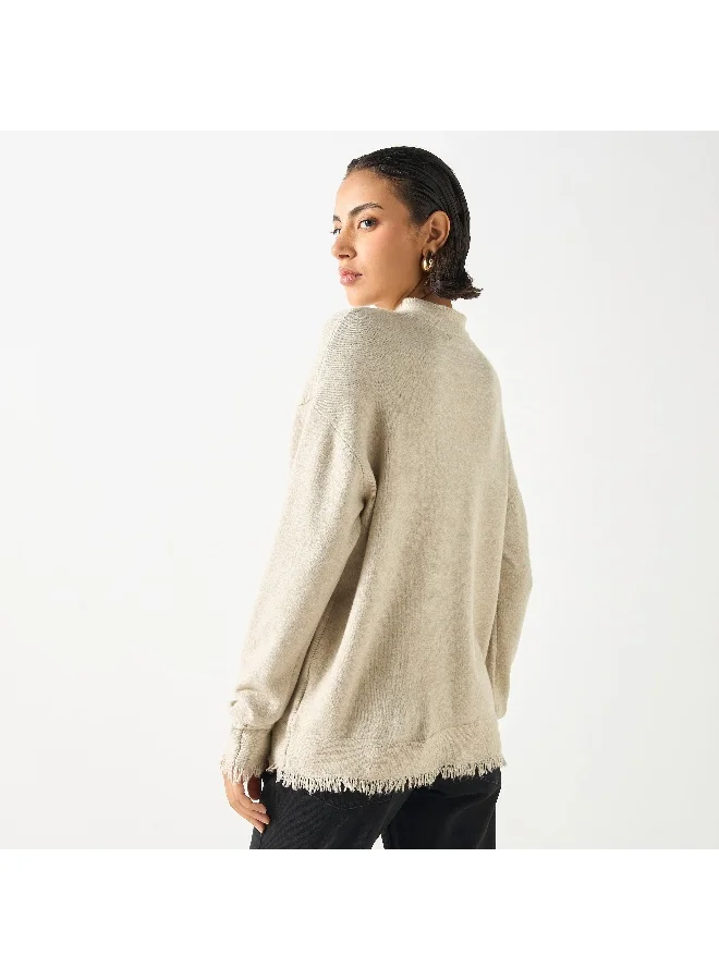 2Xtremz 2Xtremz Textured High Neck Sweater with Long Sleeves