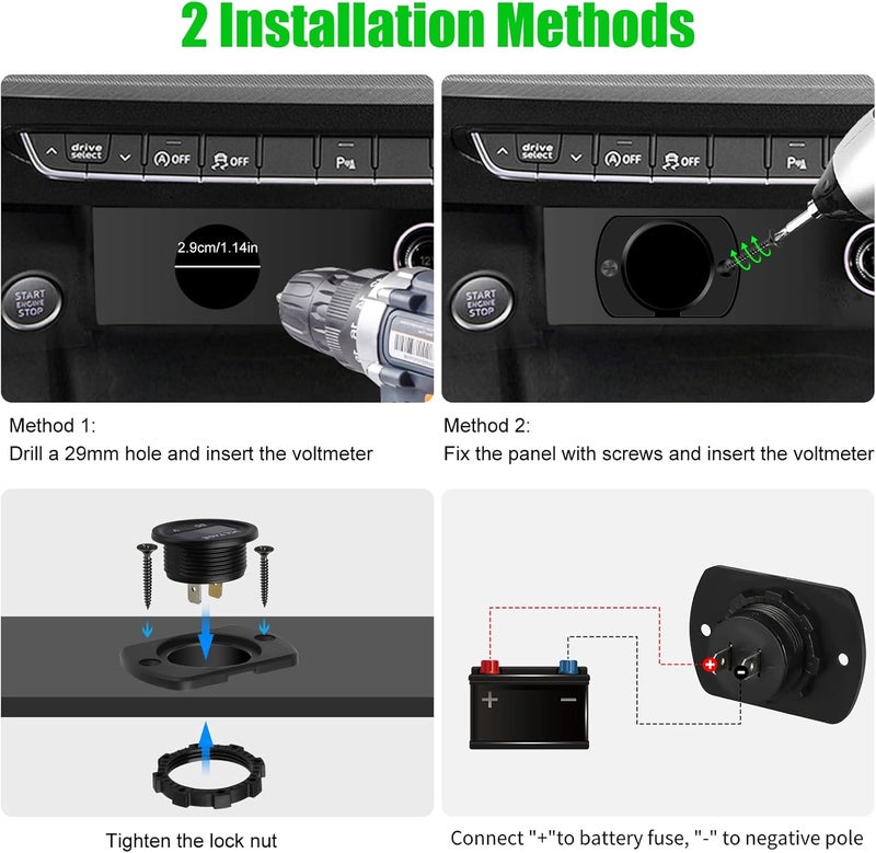 Linkstyle DC 12V 24V Car Voltmeter with LED Digital Display Panel - Image 5