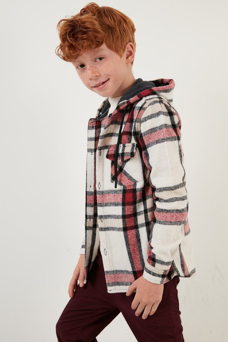 Lela Hooded Pocketed Plaid Lumberjack Shirt Boy's Shirt CF22W814672  - Image 3