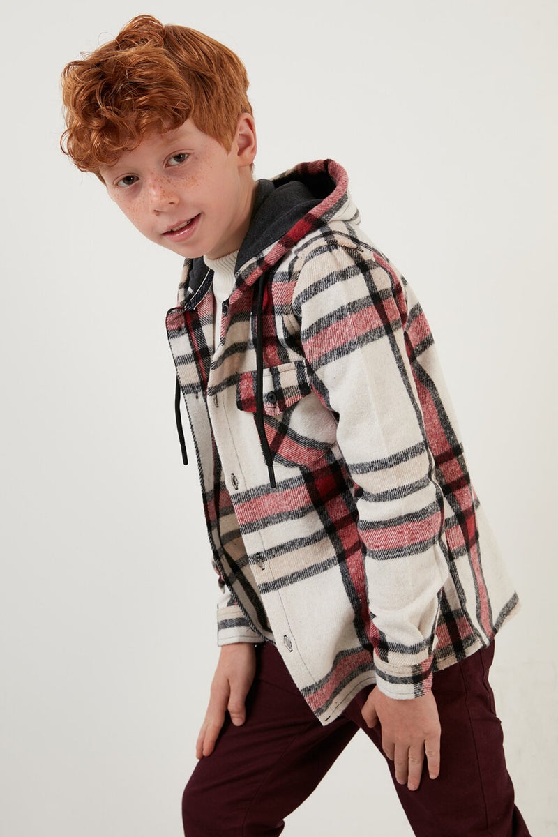 Lela Hooded Pocketed Plaid Lumberjack Shirt Boy's Shirt CF22W814672  - Image 1