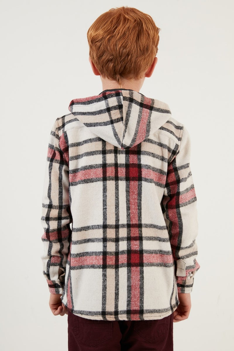 Lela Hooded Pocketed Plaid Lumberjack Shirt Boy's Shirt CF22W814672  - Image 5