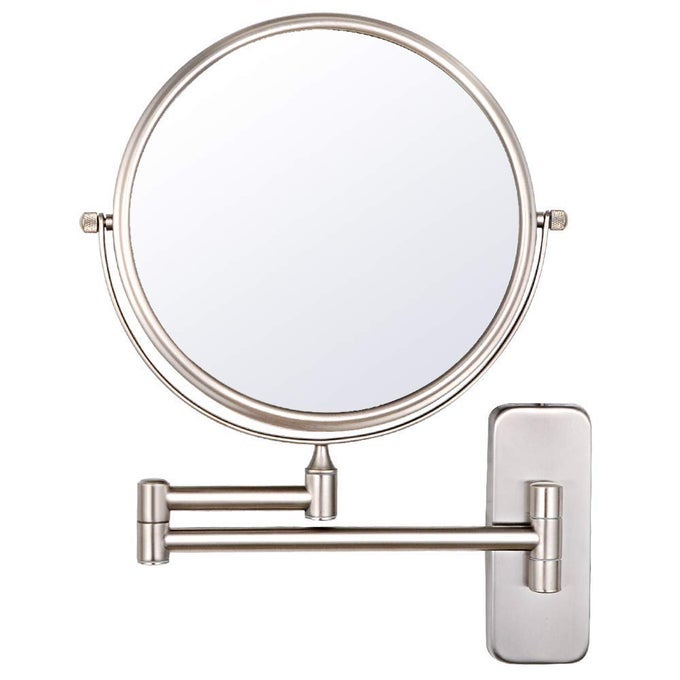 DOUBLESIDED WALL MAGNIFYING MIRROR 10X MAGNIFICATION MOUNTABLE SHAVING MIRROR WITH BRUSHED NICKEL FINISH 8 INCH
