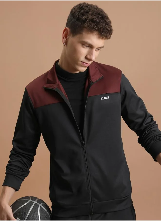 HIGHLANDER Color Block High Neck Zip Up Jacket