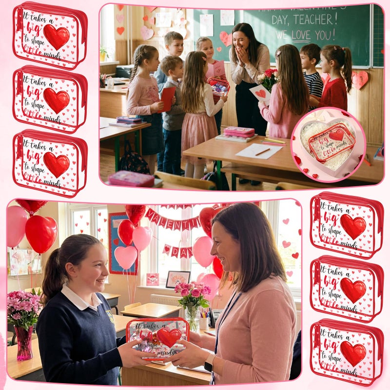SilTriangle 12 Pcs Valentine's Day Teacher Appreciation Gifts Thank You Makeup Bags PVC Clear Portable Goodie Bags Organizer 7 x 4.3 x 2.4 '' Travel Zippered Toiletry Carry Pouch for Teacher Gift - Image 5