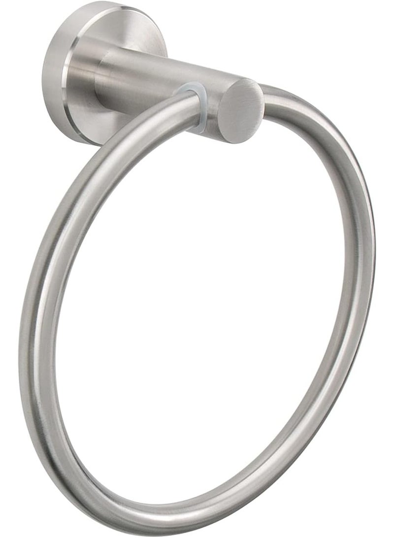 Bath Towel Ring, Thickened Stainless Steel Hand Towel Holder, Modern Round Wall Mounted Bathroom Hanger (Brushed Nickel) - Image 1