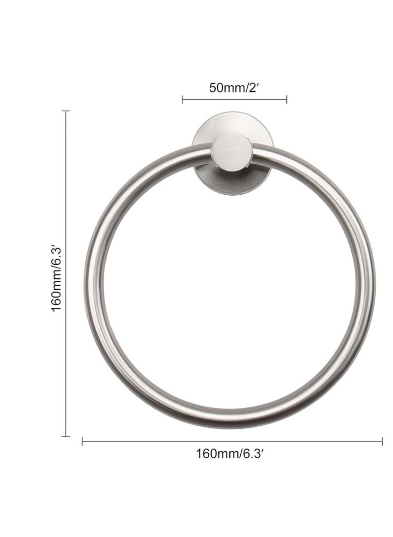 Bath Towel Ring, Thickened Stainless Steel Hand Towel Holder, Modern Round Wall Mounted Bathroom Hanger (Brushed Nickel) - Image 2