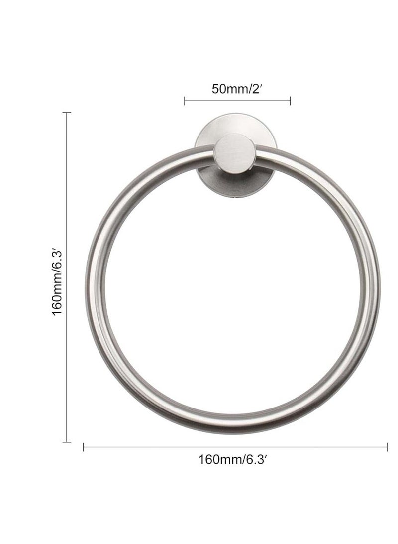 Bath Towel Ring, Thickened Stainless Steel Hand Towel Holder, Modern Round Wall Mounted Bathroom Hanger (Brushed Nickel) - Image 4