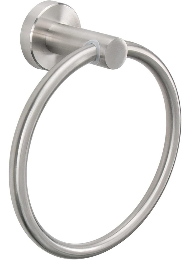 Bath Towel Ring, Thickened Stainless Steel Hand Towel Holder, Modern Round Wall Mounted Bathroom Hanger (Brushed Nickel) - Image 3