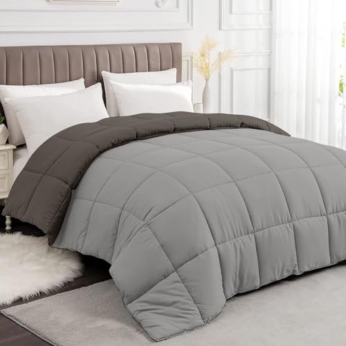 Razzai All-Season Comforter 220 GSM | Super Soft Fluffy & Lightweight Comforter Double Bed Comforter (90" x 100" Inches/228cm x 254cm) - Double Bed Comforter | Silver & Dark Grey - Image 4