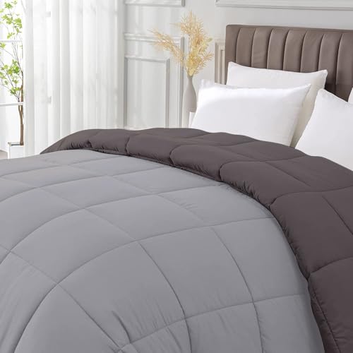 Razzai All-Season Comforter 220 GSM | Super Soft Fluffy & Lightweight Comforter Double Bed Comforter (90" x 100" Inches/228cm x 254cm) - Double Bed Comforter | Silver & Dark Grey - Image 2