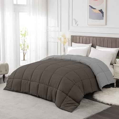 Razzai All-Season Comforter 220 GSM | Super Soft Fluffy & Lightweight Comforter Double Bed Comforter (90" x 100" Inches/228cm x 254cm) - Double Bed Comforter | Silver & Dark Grey - Image 3