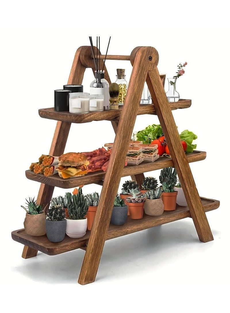 Three-Tier Wooden Tray, Rectangular Food Tray with Removable Stand, Suitable for Kitchen, Cupcakes, Spices, Delicatessen, Party, Home Decor, Durable, Eco-Friendly, Space-Saving, Easy to Clean, Perfect for Serving, Hosting, Gift Idea, Modern Design  - Image 1