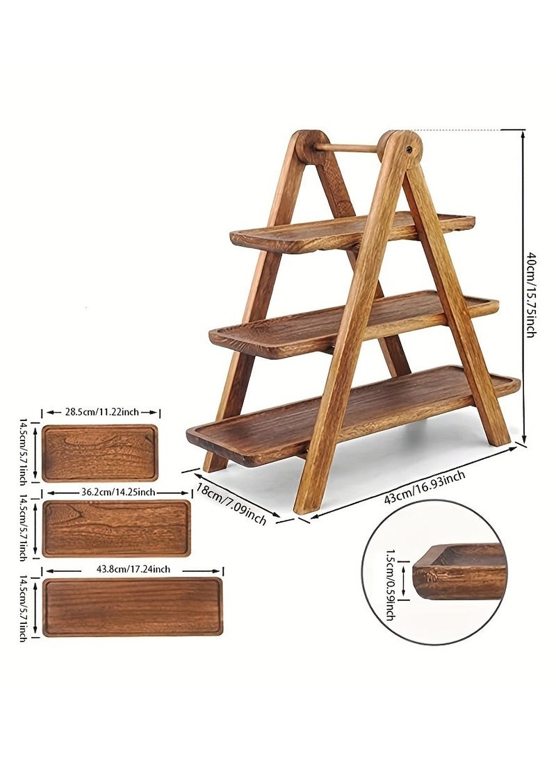 Three-Tier Wooden Tray, Rectangular Food Tray with Removable Stand, Suitable for Kitchen, Cupcakes, Spices, Delicatessen, Party, Home Decor, Durable, Eco-Friendly, Space-Saving, Easy to Clean, Perfect for Serving, Hosting, Gift Idea, Modern Design  - Image 2