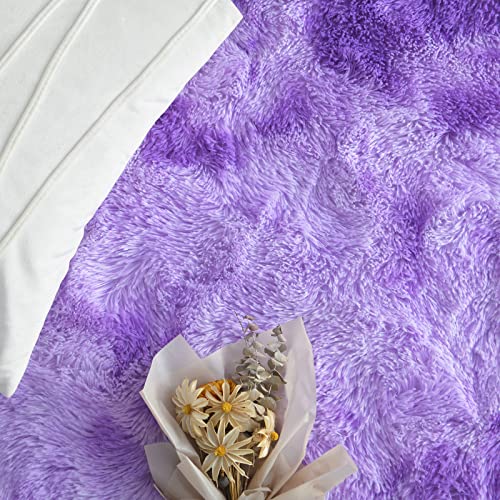 FlyDOIT Purple Tie-Dyed Large Rugs for Living Room, 4x6 Feet Shaggy Rug Fluffy Throw Carpets, Ultra Soft Plush Modern Indoor Fuzzy Rugs for Bedroom Girls Kids Nursery Room Dorm Home Decor - Image 5
