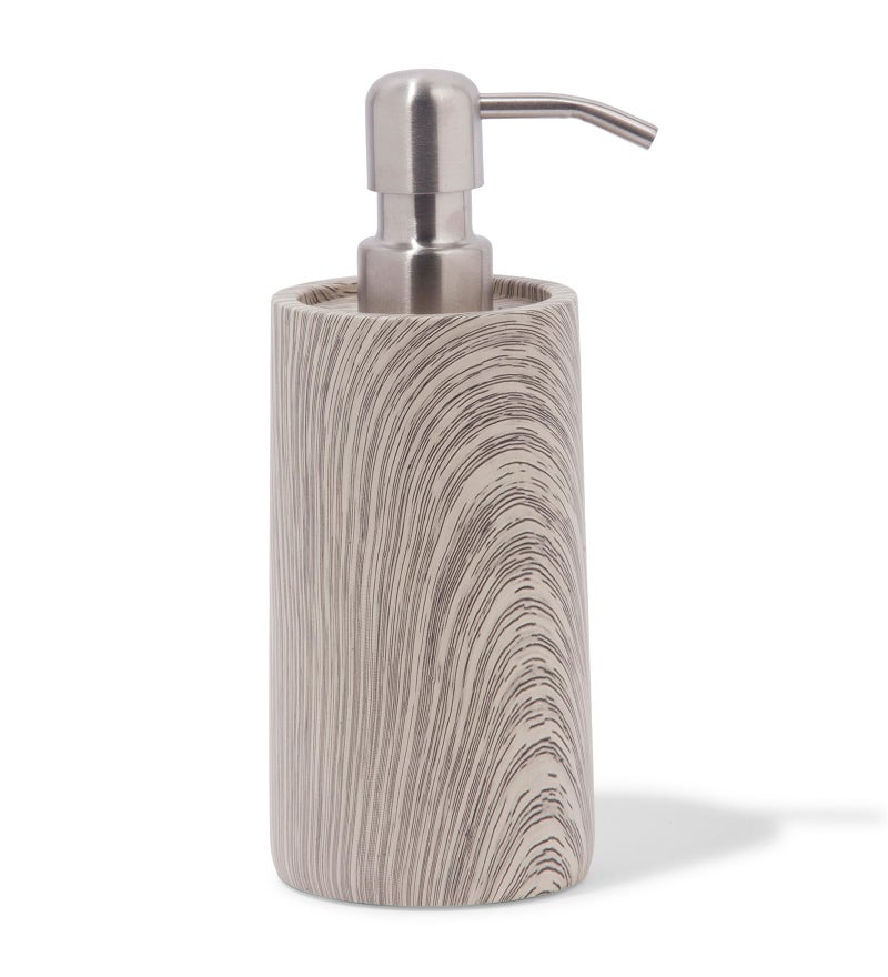 OBSESSIONS Set of 4 Pc Polyresin Bathroom Set, Grey Beige - Image 3