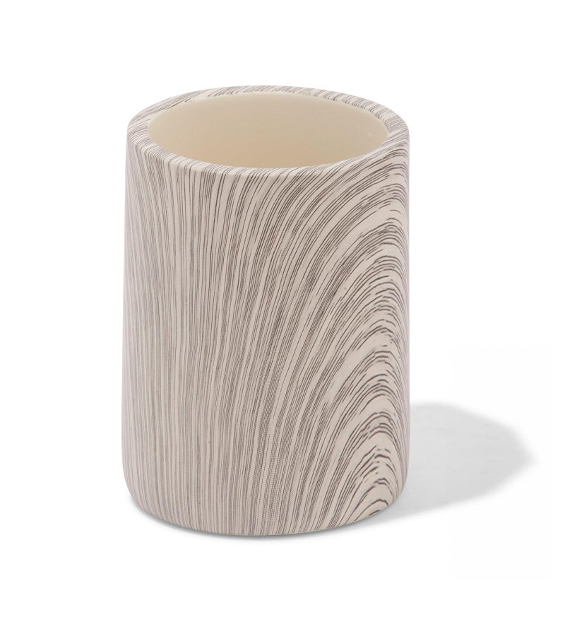 OBSESSIONS Set of 4 Pc Polyresin Bathroom Set, Grey Beige - Image 4