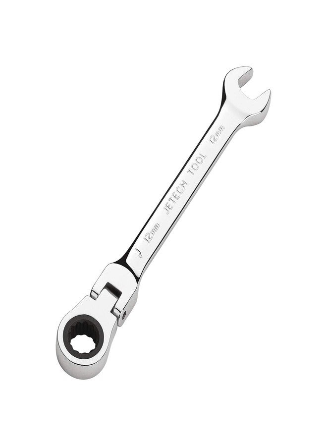 Jetech 12mm Flexible Head Gear Wrench, Industrial Grade Flex Ratcheting Spanner, Cr-V Alloy Steel, 12 Point Flex-Head Ratchet Combination Wrench, Metric - Image 1