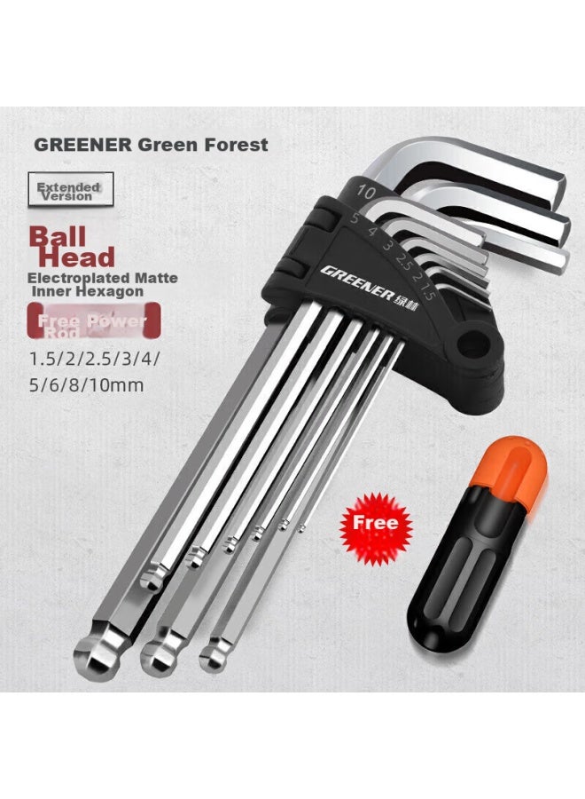Greener Electroplated Matte Ball-end Hex Key Wrench Set , 9-piece Set - Image 1