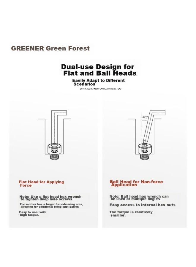 Greener Electroplated Matte Ball-end Hex Key Wrench Set , 9-piece Set - Image 2