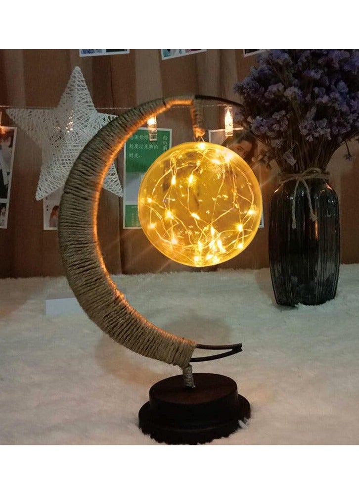 Bdot Hanging Moon Lamp,LED Night Light Decorative | Wrought Iron Night Light Lamp, Hanging Moon Lamp Magic Crescent Night Light, Remembrance Gift, Home Decor - Image 3