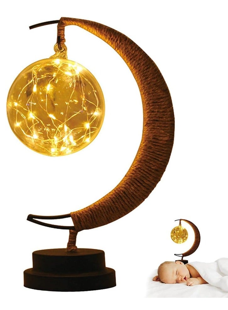 Bdot Hanging Moon Lamp,LED Night Light Decorative | Wrought Iron Night Light Lamp, Hanging Moon Lamp Magic Crescent Night Light, Remembrance Gift, Home Decor - Image 1