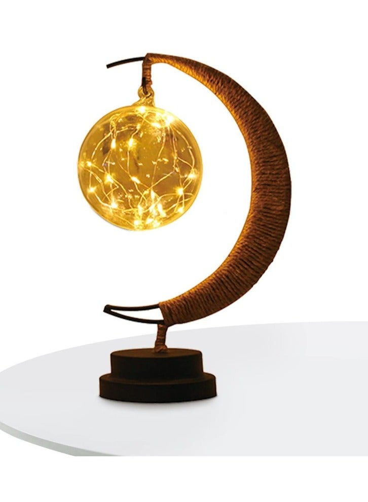 Bdot Hanging Moon Lamp,LED Night Light Decorative | Wrought Iron Night Light Lamp, Hanging Moon Lamp Magic Crescent Night Light, Remembrance Gift, Home Decor - Image 2