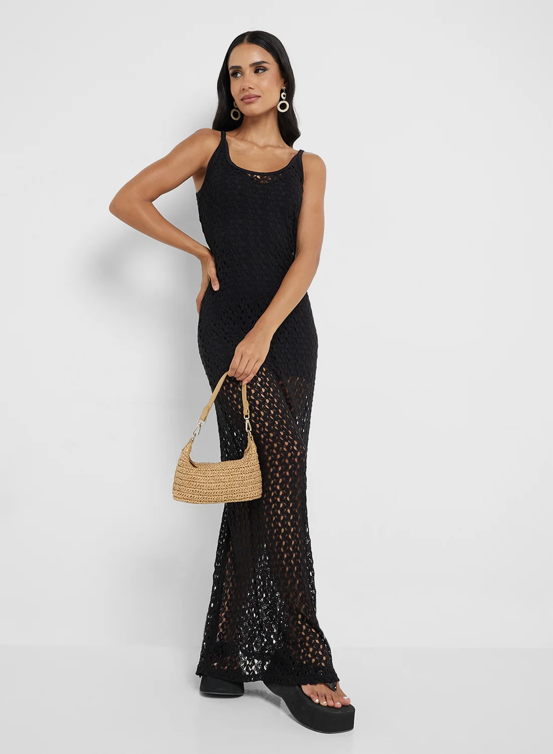 ONLY Onlmiriam Life S/L Frill Long Dress - Abito Lungo Donna Con Volant, Scollo A V, Primavera/Estate