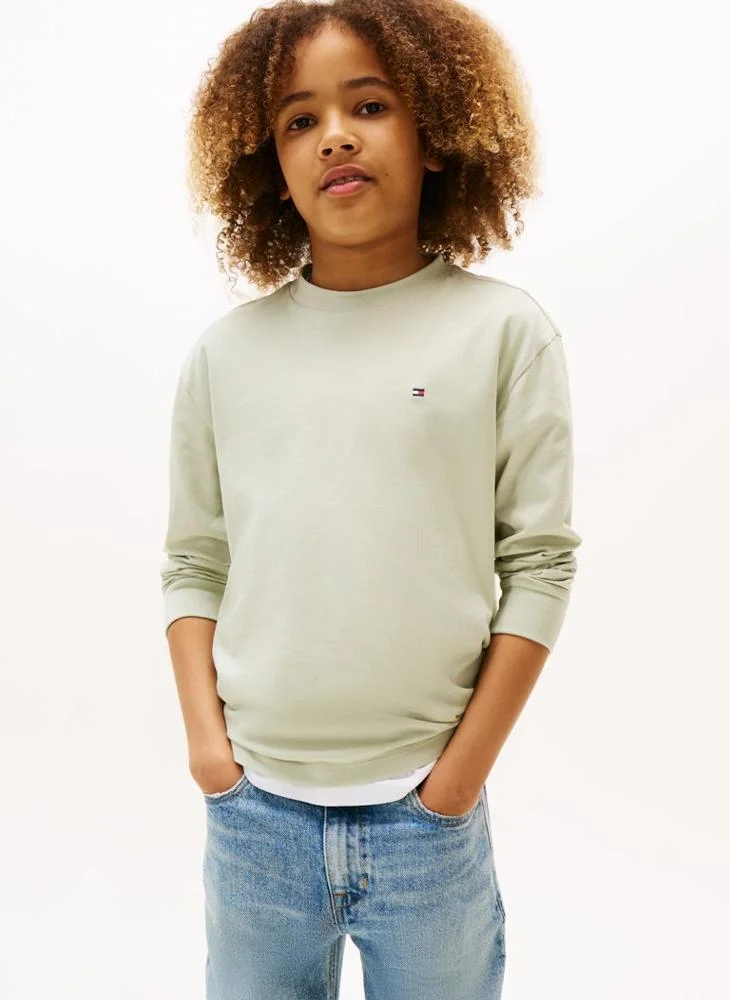 تومي هيلفيغر Kids Essential Crew Neck Long Sleeve T-Shirt