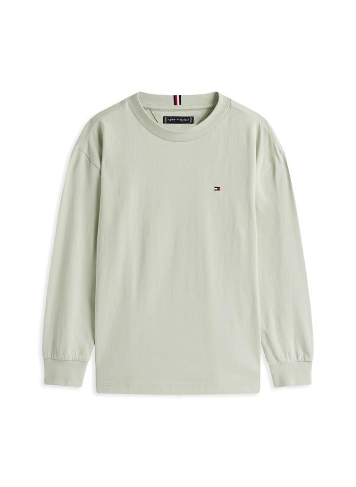 تومي هيلفيغر تيشيرت أساسي بأكمام طويلة ورقبة دائرية للأطفال - Image 4