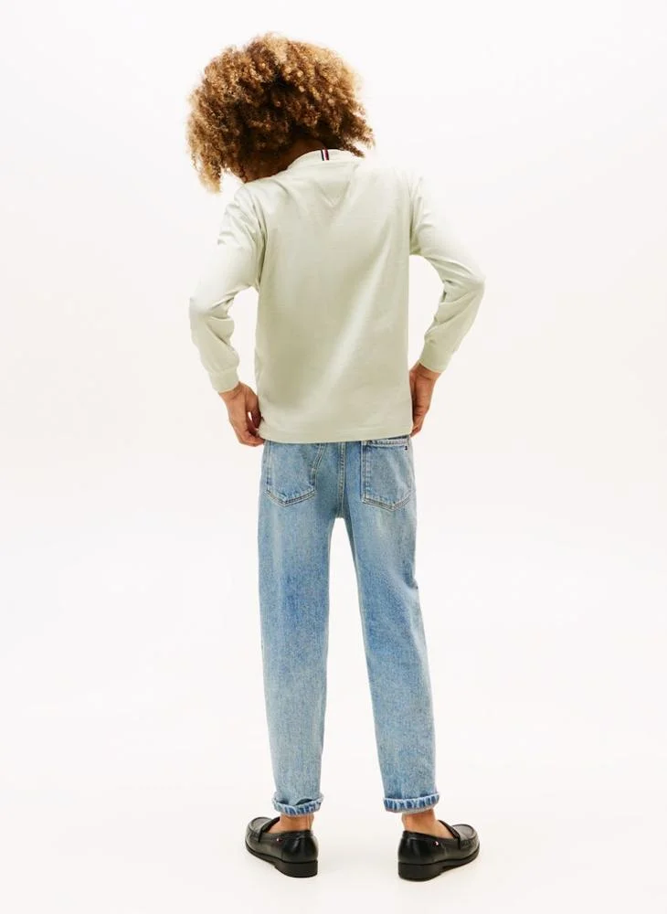تومي هيلفيغر Kids Essential Crew Neck Long Sleeve T-Shirt