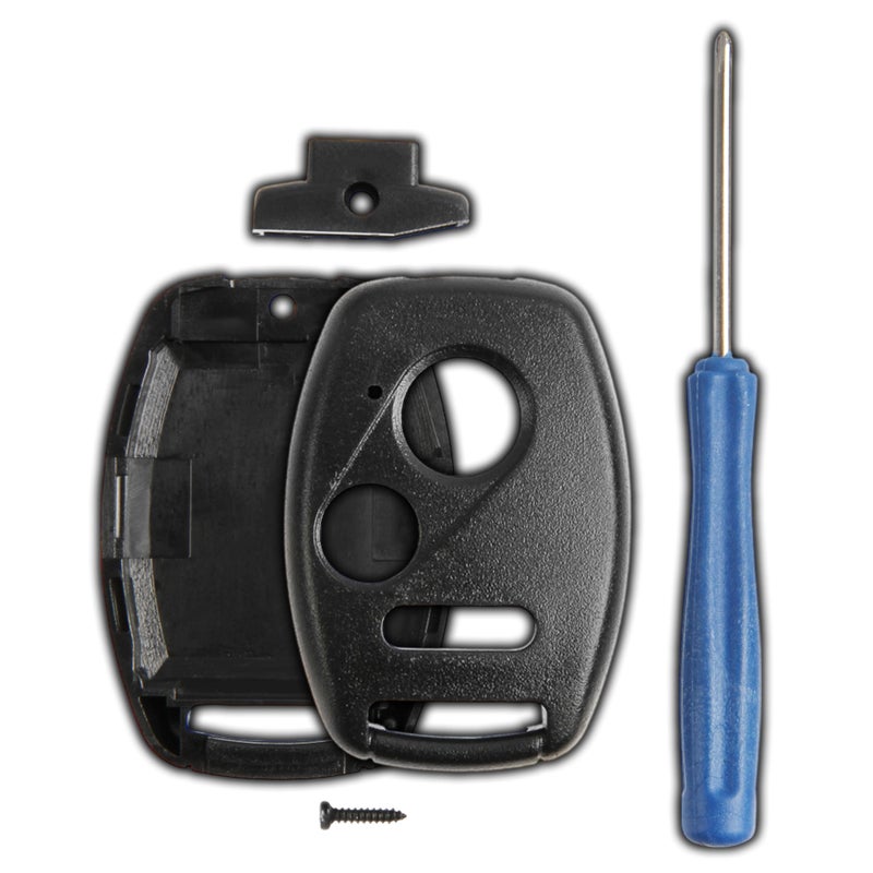 KeylessOption Key Fob Case Replacement for 2002 2003 2004 2005 2006 2007 2008 2009 2010 2011 2012 2013 2014 2015 2016 2017 Honda Remote Shell Kit 3Button No Chip Slot Holder No Cutting Necessary